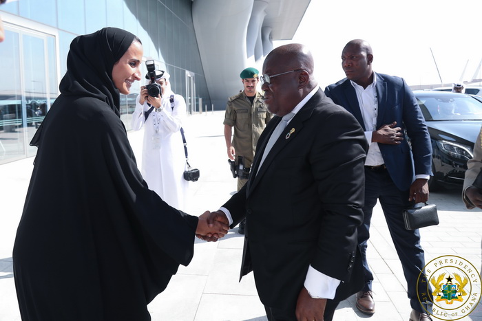 President Akufo-Addo being welcomed by Sheikha Mozah bint Nasser